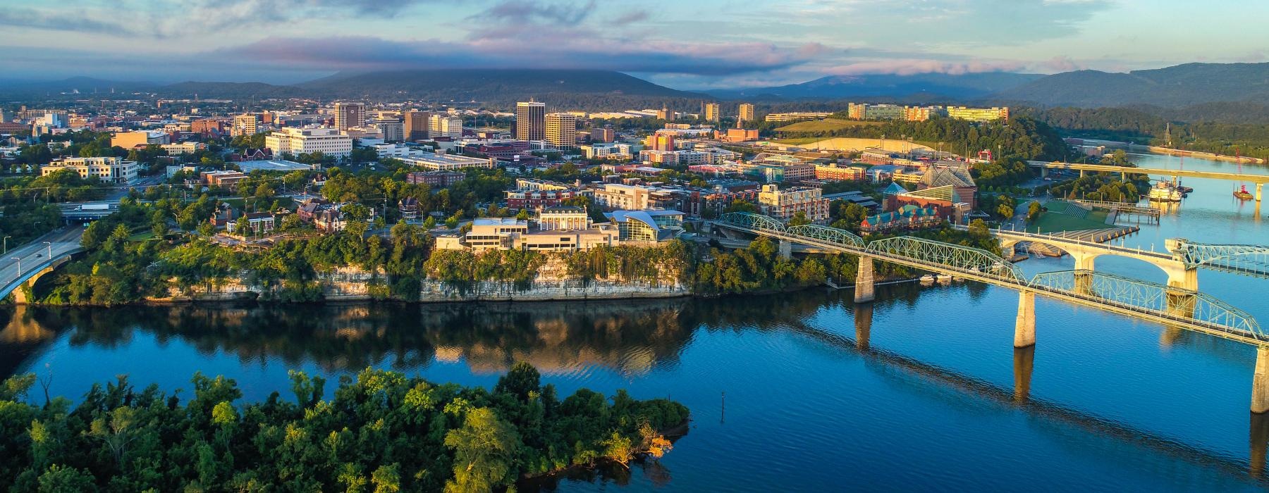 View of downtown Chattanooga, TN, minutes away from The Hudson apartments