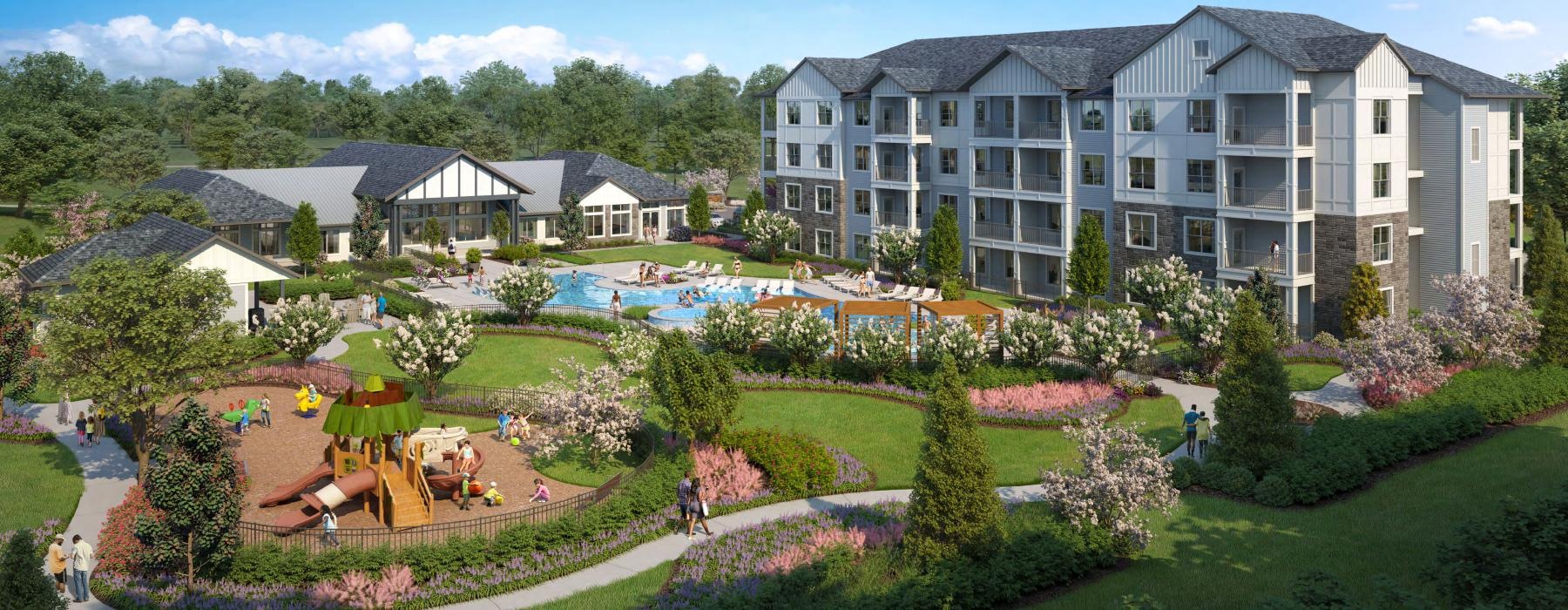 Exterior view rendering of The Hudson, the best apartments in Chattanooga, TN